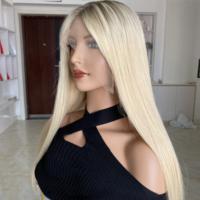Prêt à expédier SBT18-60 blond cendré européen Remy cheveux avant de lacet perruques 100% cheveux humains vierges dentelle transparente longueur moyenne