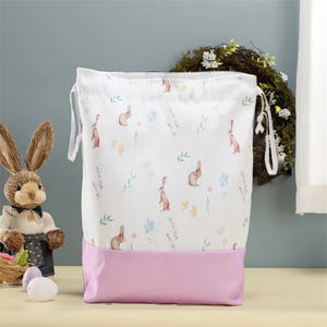 Venta caliente lindo conejo Pascua cordón cesta de dulces para niños bolsa de Pascua personalizada terciopelo conejito de Pascua mochila - Product Image 5