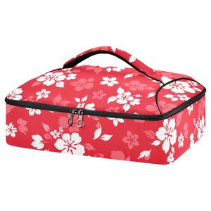Sac isotherme personnalisé pour plats à emporter, motif hibiscus hawaïen, doublure en aluminium, 15L, avec poignée - Product Image 1