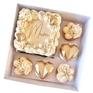 2023 Transparent Paper Cup Box Dessert Box Packing 4 inch 5 count cupcake cake box with clear transparent lid