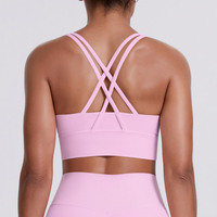 Soutien-gorge de sport uni 10 couleurs, sexy, à bretelles croisées, dos élégant, pour le yoga, la course et le fitness pour femme