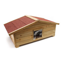 Grande maison pour chat en bois au design animalier moderne pour jardin/patio, abri extérieur pour animaux imperméable et isolé