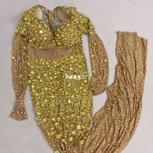 Gaun Pesta Mewah Berkilau Model Empire Waist Chapel Long Dress Kostum Pertunjukan Wanita untuk <span class=keywords><strong>Prom</strong></span>, Klub, Pesta, Perayaan Ulang Tahun, dan Pemotretan - Product Image 6