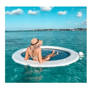 Hamaca de agua flotante portátil personalizada con flotador de malla, tumbona de natación, hamaca de agua inflable para piscina