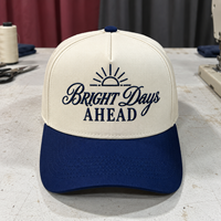 Casquette Snapback Bicolore Beige et Bleu Marine Personnalisée, Casquette de Baseball en Coton à 5 Panneaux avec Logo Brodé pour Cadeaux d'Invités de Mariage