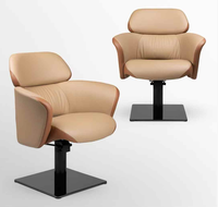Moderne 360 °   Fauteuil pivotant de salon en cuir beige, confortable, pour salon de beauté, spa, salon de coiffure