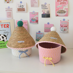 [Customization Available] Woven Dustproof Storage Box with Lid, Desktop Storage <b>Basket</b>, Home Coffee <b>Table</b> Storage <b>Basket</b> - Product Image 1