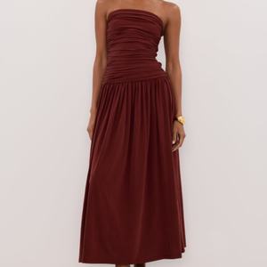 Vestido de Noche Largo sin Tirantes de Algodón de Alta Calidad con Diseño de Moda de Lujo, Vestido sin Mangas con Corsé - Product Image 1