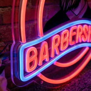Barbershop neon LED hair salon storefront window decoration light USB powered ambient light store indicator light luminous <b>sign</b> - Product Image 4
