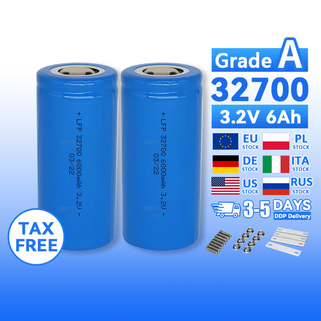 32700 LiFePO4 Battery 3.7V 6000mAh High Capacity 4000+ Cycles Long Lifespan Cylindrical Rechargeable Cell 40135 33140