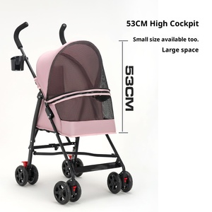 छोटे कुत्तों के लिए पालतू स्टूलर 4-व्हील गुलाबी पालतू कुत्ते बिल्लियों फोल्डेबल कुत्ते वाहक सांस लेने योग्य दृश्य जाल यात्रा - Product Image 6