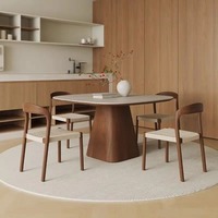 Ensemble de table à manger carrée moderne, simple, rétro, haut de gamme, en bois massif et ardoise, pour la maison et les restaurants, pour 4 personnes