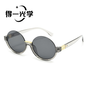 De Yi Optics Round <b>Sunglasses</b> Black Pc Frame Uv400 Women Sun Protection - Product Image 4