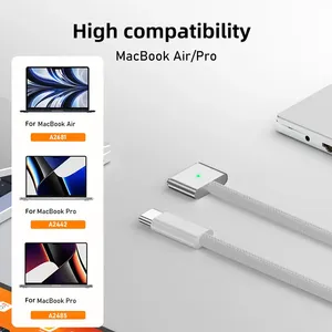 Câble de charge rapide magnétique Type-C mâle vers <span class=keywords><strong>Magg</strong></span> 3, adsorption magnétique sûre, 140W, avec gaine en nylon pour ordinateur portable MacBook - Product Image 5