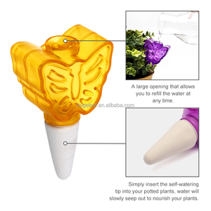 Piques d'irrigation goutte à goutte en terre cuite pour pot de fleurs d'<span class=keywords><strong>intérieur</strong></span>, système d'arrosage <span class=keywords><strong>automatique</strong></span>, forme papillon, <span class=keywords><strong>arroseur</strong></span> avec embout en argile - Product Image 3