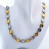 Collier de luxe en acier inoxydable, maillons en forme de grains de café de 13 mm, style hip-hop, fait main, poli, chaîne lourde, vente en gros