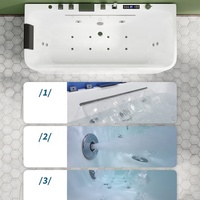 Baignoire portable rectangulaire blanche pure, style moderne européen minimaliste, cascade, bain à bulles, trempage, massage hydraulique