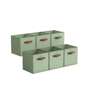 Lot de 6 boîtes de rangement pliables en forme de cube, 27x27cm, organisateur en tissu et carton avec poignées pour étagère Kallax, armoire, rangement domestique - Product Image 1
