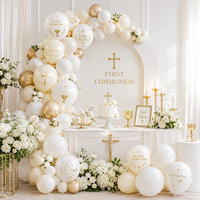 Ballons en latex imprimés pour la première communion, croix blanche et or, Dieu bénisse, ballons religieux pour la décoration de fête à l'église