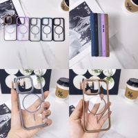 Luxe Clair Magnétique TPU + PC Téléphone étui pour iphone 11 12 13 14 15 16 Pro Max Plus Métal Caméra Cadre Antichoc Housse De Protection