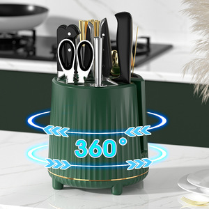 Support à couteaux rotatif Kitasugi avec planche à découper, rotation à 360 degrés, support à couteaux en plastique pour rangement de cuisine - Product Image 2