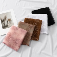 Châle Hijab en dentelle brodée florale vintage avec bord festonné, doux, protection solaire, multi-usages, pour femmes musulmanes, écharpe quotidienne et de fête