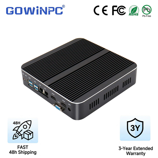 13th Gen Core i7-13700H Fanless Mini Industrial PC Iris Xe DDR4 2HDMI+VGA VESA Mount WiFi 4G 5G for Smart Retail POS Terminal