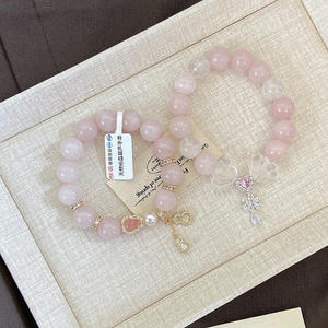 <span class=keywords><strong>Pulsera</strong></span> Elástica de Cuarzo Rosa con Cuentas INS, Colgante de Calabaza, Mariposa, Corazón, Planeta, Flor de Cuatro Hojas, Cristal Dorado para Viaje - Product Image 3