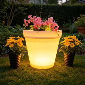 Pot de fleurs rechargeable <span class=keywords><strong>à</strong></span> énergie solaire, écologique, en plastique durable, revêtement PE, pour jardin, hôtel, <span class=keywords><strong>d</strong></span>écoration, vase <span class=keywords><strong>à</strong></span> fleurs, jardinières - Product Image 1