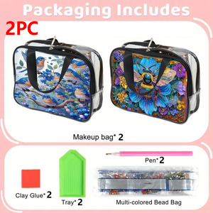 Set <span class=keywords><strong>de</strong></span> 2 Bolsas <span class=keywords><strong>de</strong></span> Maquillaje con Pintura <span class=keywords><strong>de</strong></span> Diamantes 5D - Neceser <span class=keywords><strong>de</strong></span> Viaje Artesanal con Pedrería y Herramientas Incluidas (Incluye Pegamento <span class=keywords><strong>de</strong></span> Arcilla y Bandeja para Herramientas) - Product Image 6