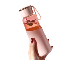 Verrerie d'extérieur Bouteille d'eau en verre borosilicaté transparent portable avec manchon en silicone