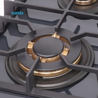 Cuisinière à gaz encastrable Xunda haute efficacité à 4 brûleurs, plaque de cuisson en verre trempé, brûleurs en laiton, 4 têtes, vente en gros