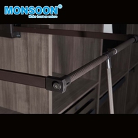 Porte-vêtements escamotable silencieux pour armoire, gain de place, en acier, avec double amortisseur et fermeture douce