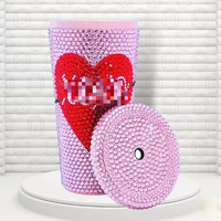Tasses à café isothermes personnalisées en acier inoxydable avec strass, 17 oz, grande capacité, réutilisables