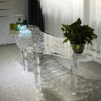 Forme irrégulière Glacier Cascade Table à thé transparente Résine époxy Ondulation de l'eau Table à manger pour Villa Hôtel Meubles de maison