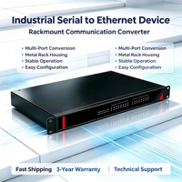 Server Serial 8-Port Rak-mount 1U, RS232/485 Terisolasi Galvanik 2.5KV, TCP/UDP & Virtual COM, Tegangan Lebar 12-48V DC
