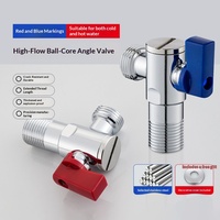 Robinet d'angle triangulaire à noyau sphérique haute capacité à débit maximal, modèle X001 en acier, raccord fileté pour eau de salle de bain/cuisine