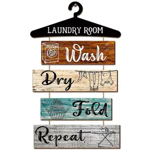 Laundry room wall signage rules, wooden wall decorations for hanging tags