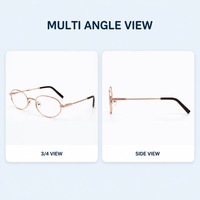 Monture de lunettes en métal, montures optiques rondes, vente en gros, monture de lunettes de vue, branches noires, logo personnalisé
