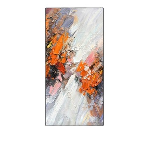Hand Painted Oil Painting Vertical Abstract Art <b>Black</b> <b>Frame</b> Rectangle Impressionism Style For Entryway Hallway Foyer Decor - Product Image 5