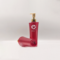 Emballage de produits de beauté en PET rond rouge de luxe de 500 ml, imprimé sur mesure, pour masques capillaires, shampooings et lotions - Flacon pompe