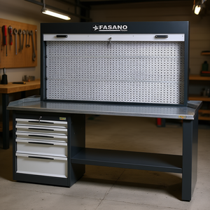 Banco de trabajo Fasano Tools con panel trasero perforado y cajones para uso en taller - Product Image 3