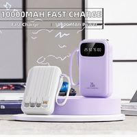 Station d'alimentation pour téléphone portable à succès avec 4 câbles de charge, double USB Type-C 20W, affichage LED, charge rapide portable 10000mAh Li-Polymère
