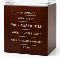 Trophée personnalisé en cristal avec base en bois, gravure laser 3D et éclairage LED, pour anniversaire et reconnaissance des réalisations