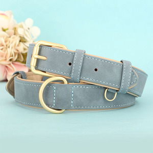 Soft Suede Double Layer PU Dog Collar Modern Comfortable Anti-Choke Neck Collar for Small Dogs & Cats with Gold Buckle - Product Image 2