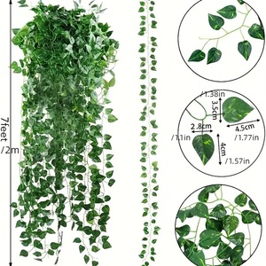 Vignes artificielles de Pothos faciles à obtenir, 7 pieds de long, feuilles vertes, pour décoration de mariage, décoration intérieure, accessoires de photographie en extérieur - Product Image 1