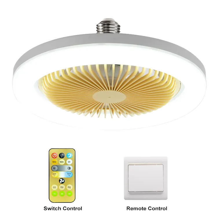 Silent design bathroom chandelier combo lighting small remote E27 holder ceiling fan led light