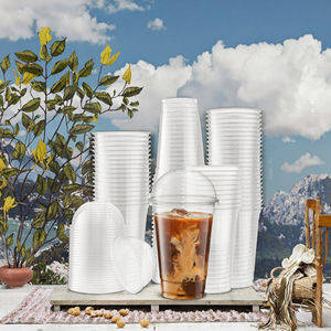 Vasos de Plástico de Pared Simple para Jugo con Impresión de Logotipo Personalizado al por Mayor, Tapa Transparente Tipo Domo, Precio Bajo, Vasos Plásticos con Tapa Domo - Product Image 4