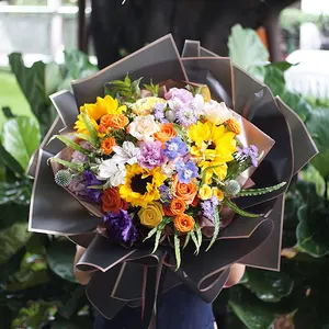 Chất Lượng Tốt Gói Quà Tặng Bây Giờ Không Thấm Nước Vàng Side Flower Đóng Gói Giấy Đầy Màu Sắc