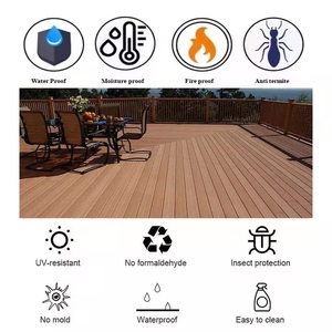 Plancher de terrasse en bois-plastique composite WPC moderne, imperméable, imitation teck, revêtement de terrasse WPC - Product Image 4